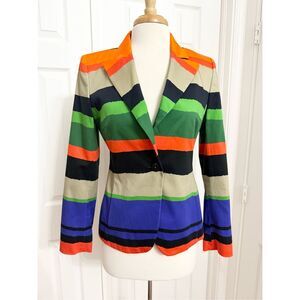 Escada Bozica Womens Open Miscellaneous One Button Stripe Blazer‎ Small 36